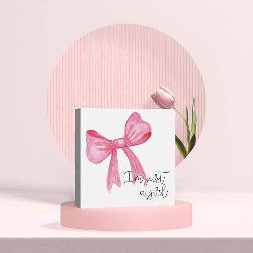 iRudyard Trendy Pink Bow Coquette Room Decor,Wooden Box Sign Desk Decor,Cute Preppy Stuff,Girly Wall Decor,Gifts for Girls Sister thumbnail 2