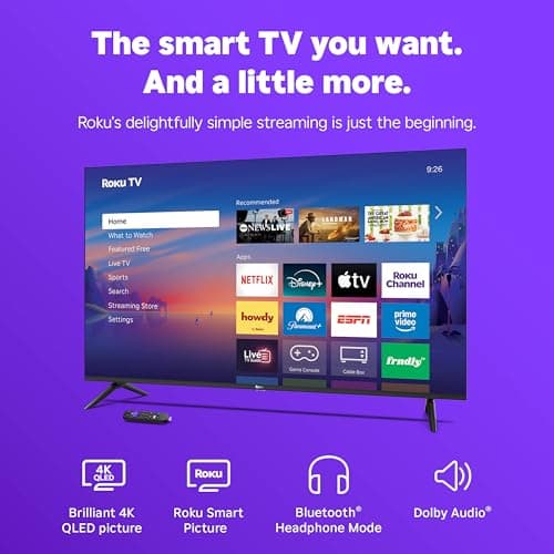Roku Smart TV 2026 – 55-Inch Select Series, 4K QLED TV – Roku TV with Voice Remote – Flat Screen QLED Television with Wi-Fi for Streaming Live Local News, Sports, & Movies – Bluetooth Headphone Mode thumbnail 3