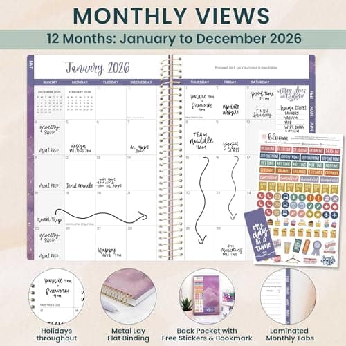 bloom daily planners 2026 Planner (January - December) Calendar Year Organizer - 5.5” x 8.25” - Weekly & Monthly Agenda Book with Stickers & Bookmark - Good Things Are Coming thumbnail 2