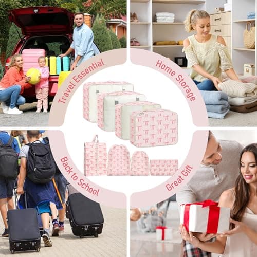 8 Set Packing Cubes for Travel Suitcase Organizer Bags Luggage Packing Cubes Set Travel Essentials Accessories Gifts for Women thumbnail 7