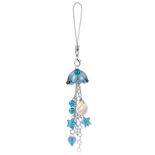 BEEFLYING Jellyfish Phone Charms Aesthetic Y2K Cute Charm Straps Cell Phone Pendants Accessories with Star Heart for Bag Keychain Camera Wallet Decor, Blue - Image 1