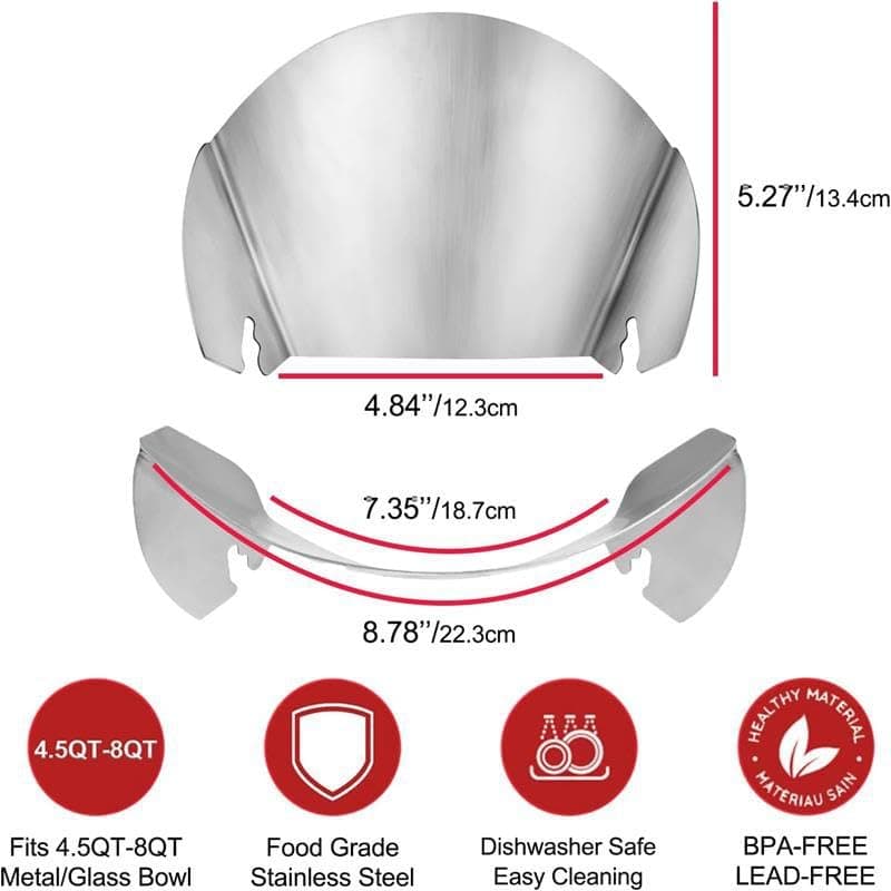 PC-10 Pouring Chute Compatible with KitchenAid Stand Mixer with Stainless Steel Bowl, Silver 1Pcs thumbnail 5