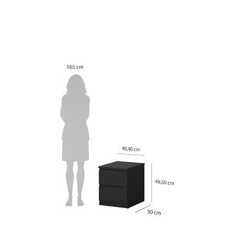 2 Drawer Nightstand, Black Matte | Contemporary Design, Handle-Free thumbnail 6