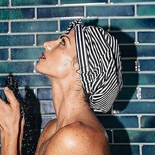 Kitsch Luxury Shower Caps for Women Reusable Waterproof - Large Shower Cap for Women and Men, Non-slip, Quick-dry Hair Cap for Long & Short Hair, Comfortable and Stylish Design - Stripe thumbnail 6