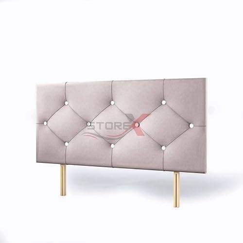 STOREX Plush Fabric Padded Lined Headboard For Devan Bed Bedroom Furniture Size 2Ft 6Inch/ 3Ft/ 4 Ft/ 4Ft 6Inch/ 5Ft /6Ft -20 Inch Height 20inch (Silver, 4FT Small Double) - Image 1