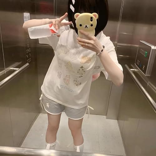 RILGOU Harajuku Kawaii Goth Casual Loose Style Soft Short Sleeve Crewneck Cute Cartoon Cats Shop Print T-Shirt thumbnail 4