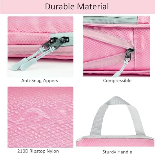 4pcs Packing Cubes, Compression Packing Cubes for Travel compression bags for Packing Organisers Expandable Storage Travel Accessories Luggage-Pink thumbnail 4