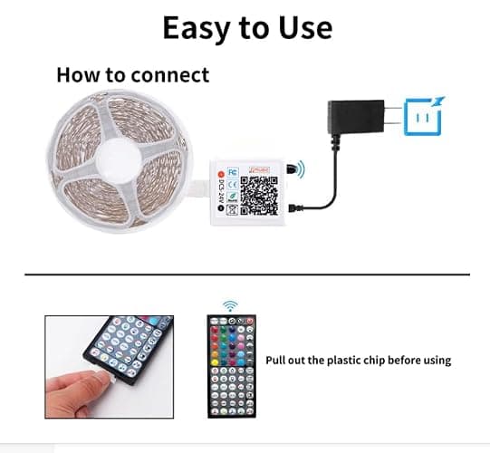 NBBUFF Led Lights for Bedroom 50ft (1 Roll), Color Changing RGB Led Strip Lights with 60 Keys Remote and App Control, Music Sync Led Lights for Room Kitchen Party Home Decor thumbnail 7