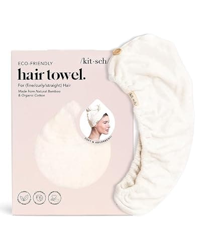 Kitsch Microfiber Hair Towel Wrap for Women – Ultra Absorbent Microfiber Bath Towels for Wet, Curly, Long or Short Hair – Anti-Frizz Hair Wrap, Great Hair Care Gifts for Women – White Ivory thumbnail 4