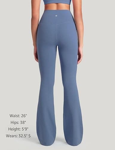 HeyNuts Harmony Flare Leggings 29"/30.5"/32.5"/34.5", High Waisted Tummy Control Wide Leg Bootcut Yoga Pants Lounge Soft thumbnail 3