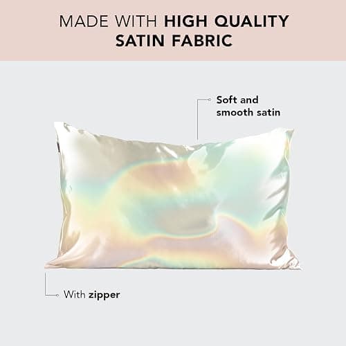 Kitsch Satin Pillowcase with Zipper for Hair & Skin, Softer Than Silk Pillow Cases Queen, Wrinkle-Free, Smooth and Cooling Satin Pillow Covers, Standard Size 19"x26" - Aura thumbnail 3