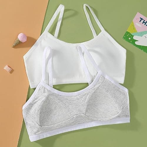 Herepai Big Girls' Adjustable Training Bra Cotton Bras Wireless Light Padded 10-16 Years thumbnail 5