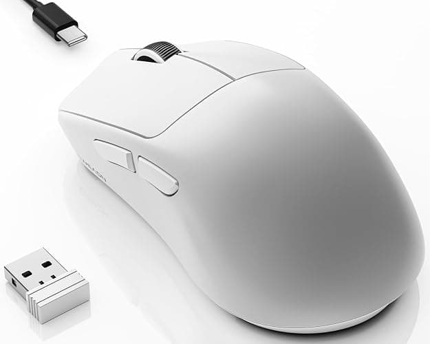 SEUNKWANG EWEAND X23 Pro Wireless Gaming Mouse, Tri-Mode 2.4G/USB-C/BT Mouse, PAW3311 Sensor, 12000 DPI, 59g Lightweight, 1ms Response, Computer Mouse with Anti-Slip Grip Tape for Laptop/PC/Mac-White - Image 1