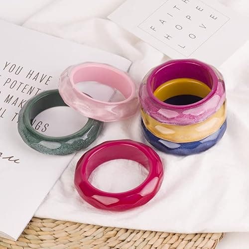 COLORFUL BLING Acrylic Cute Transparent Candy Geometric Tortoiseshell Chunky Cuff Bangle Mottled Wide Chunky Cuff Bracelet for Women Statement Jewelry thumbnail 2