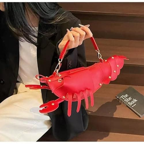 Cute 3D Lobster Shoulder Bag Crossbody Bag, Novelty Purse, Unique Animals Shaped Handbag for Women (Red 02) thumbnail 6