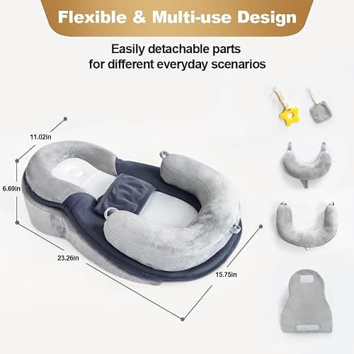 LOVE MAGE Baby Feeding Pillow, Anti Overflow Breast Feeding Pillow, Baby Lounger & Tummy Time Mat, Detachable Design thumbnail 2