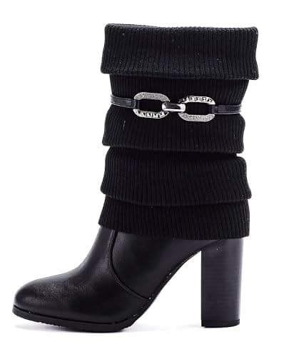 Pogolino Damen Stiefeletten Absatz elegant Glitzer Schnalle Stiefel Herbst Winter High Heels - 38 EU - 570 Schwarz thumbnail 7