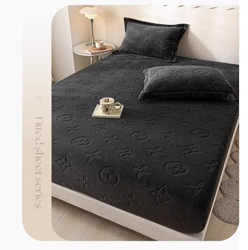 Thickened Milk Velvet Bedsheet, 3 Piece Set Coral Velvet Mattress Protective Cover, Winter Plush Bedsheet Cover thumbnail 2