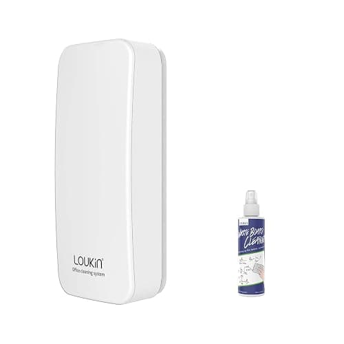 loukin Magnetic Dry Erase Eraser, Whiteboard Eraser, Glass Board Remover, 3.4 fl oz Whiteboard Cleaner Included, for Classroom, Home and Office Use (White) - Image 1