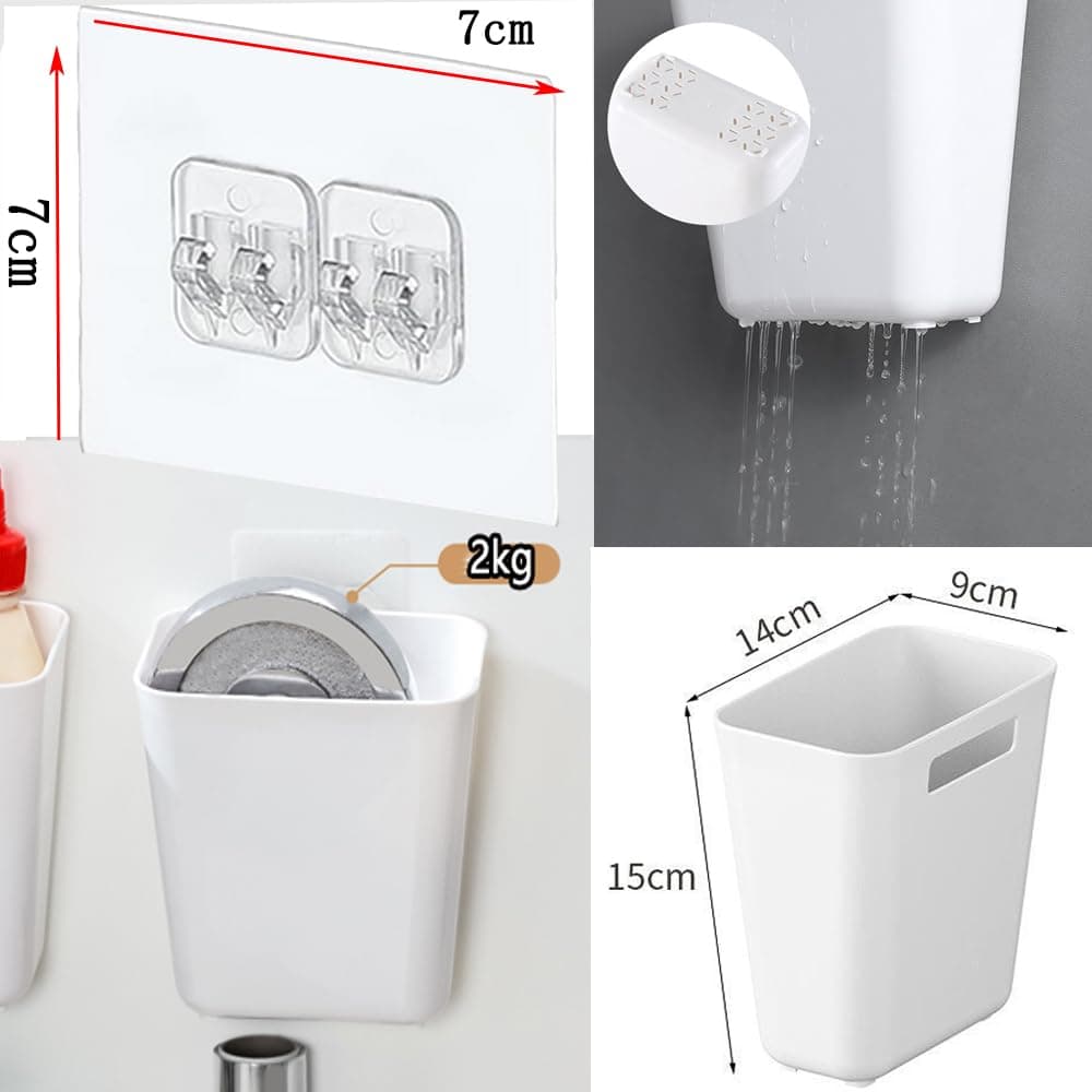 Pack of 4 Kitchen Cabinet Door Storage Box, Self-Adhesive Wall Mounted Organiser for Cupboard, Bathroom, Fridge - Small Items thumbnail 6
