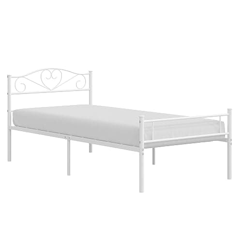 VECELO 14 Inch Twin Size Metal Platform Bed Frame with Headboard and Footboard, Heavy Duty Mattress Foundation with Steel Slats Support, No Box Spring Needed, White - White - Twin - Basic Bed Frame thumbnail 8