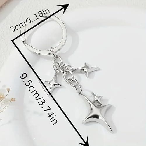 1Pc Silver Cute Star Moon KeychainStainless Steel Key Ring Purse Handbag Backpack Bag Charms Car Holder Convenient to Carry Decoration Small in Size,Keyrings Aesthetic Accessories thumbnail 9