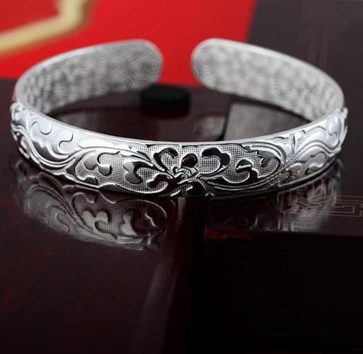 Abiotp 925 Sterling Silver Cuff Bangle Bracelets Adjustable Jewelry Fashion Simple Open Bangles Cuff Jewelry for Women Mom Wife Mothers Day Valentine Gift thumbnail 3
