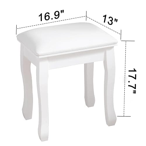 Vanity Stool, Padded Makeup Chair Bench with Solid Wood Legs, Dressing Table Seat, Cute Vanity Stools with Cushion, Modern Foot Stool Ottoman for Small Spaces, Living Room, Bedroom (Curved Legs) thumbnail 2