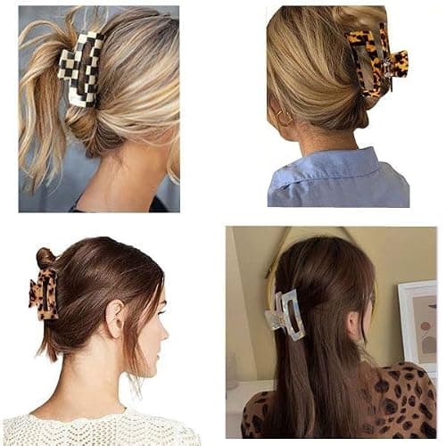 4Pcs Hair Claw Clips, Acetate Hair Banana Barrettes, French Butterfly Jaw Clips, Mermaid Color Crab Hairpin, Leopard Print Stylish Hair Accessories for Women Girls (4 Pcs) thumbnail 5