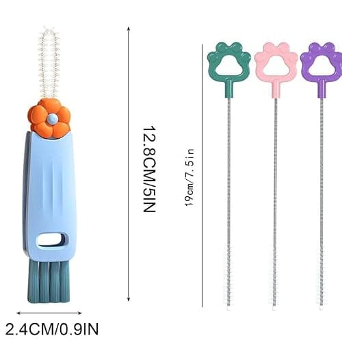 3 in 1 Cup Lid Cleaning Brush, 2024 New Crevice Cleaning Brush Set for Baby Bottle Gap Tight Spaces Cup, 3 in 1 Multifunctional Cleaning Brush Portable Cup Lid Cleaner with Brush(E) thumbnail 2