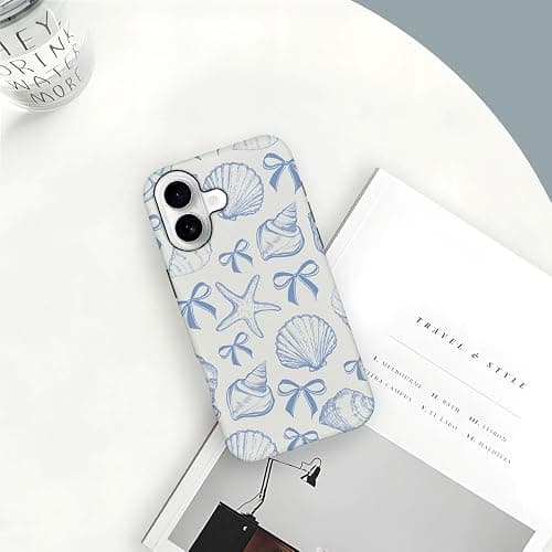 DAIZAG Case Compatible with iPhone 17,Fit Shockproof Cover for Women Girls,Blue Seashell Bow thumbnail 6