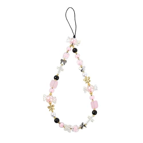 BEEFLYING Beaded Phone Charm Wrist Straps Y2K Phone Bracelet Lanyard, Cute Cyrstal Butterfly Flower Cellphone Wristlet Strap for Keychain Bag Charm - Image 1