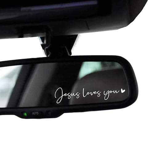 2 x Jesus Love You Rearview Mirror Decal Water Bottle Stickers Affirmation Reminder Sticker Laptop Bumper Sticker Tumbler Vinyl Sticker Car Mirror Decal New Car Decor (Jesus Loves You, White) - Image 1