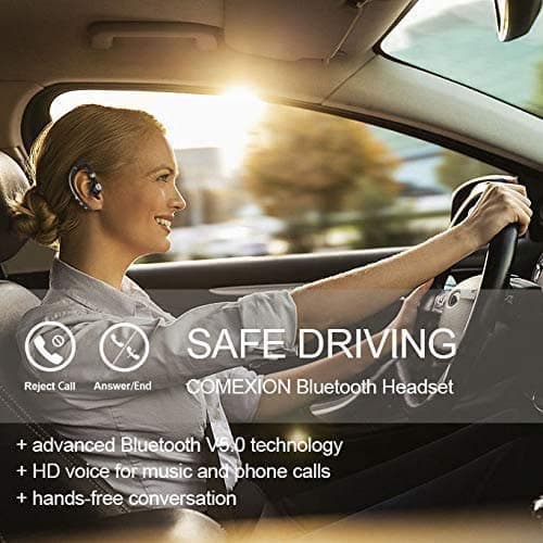 COMEXION Bluetooth Headset V5.0 Bluetooth Earpiece with Mic and Mute Key Wireless Noise Reduction Business Earphone for Driving/Meeting/Listening thumbnail 6