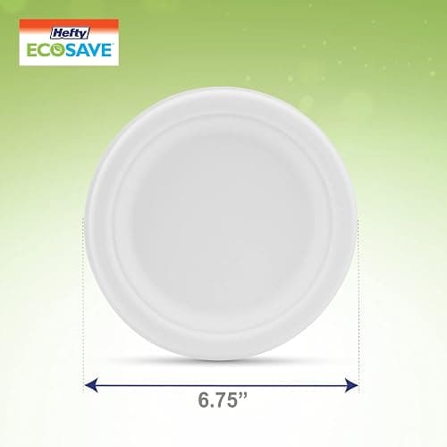 Hefty™ ECOSAVE Compostable Disposable Paper Plates Dessert 6.75", 125 Count, White thumbnail 2