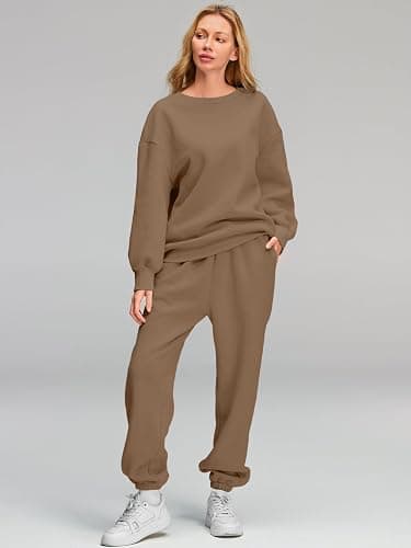 AUTOMET Womens 2 Piece Outfits Sweatsuit Lounge Sets Oversized Sweatshirt Baggy Sweatpants Fall Fashion with Pockets thumbnail 5