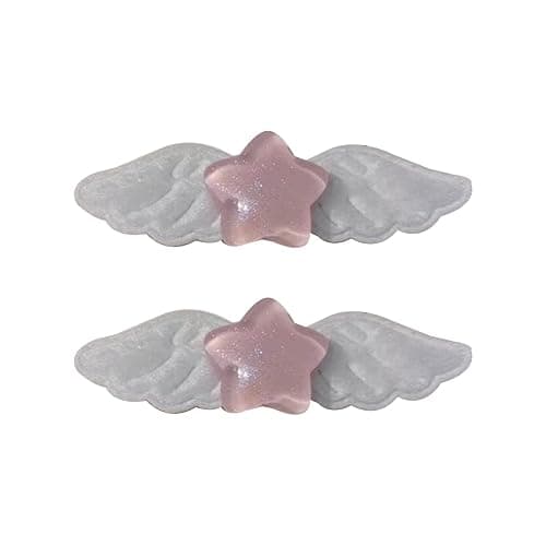 NUEAYMS 2pcs Cute Small Hair Clip Sweet Lovely Pill Star Wings Hair Barrettes Hairpins Styling Hair Accessory Party Gifts Wings Hair Clip, 2 hearts-Blue thumbnail 5