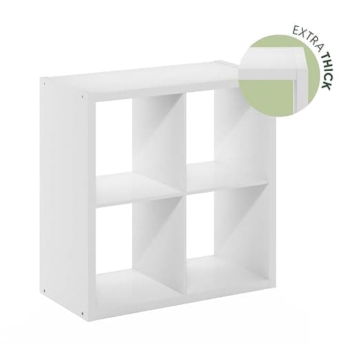 Furinno Cubicle Open Back Decorative Cube Storage Organizer, 4-Cube, White thumbnail 6