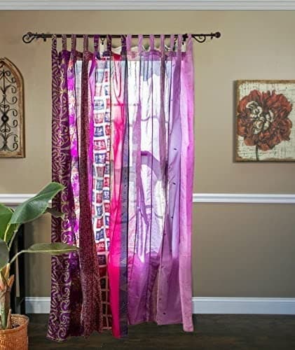 YILLE Sari Colorful Curtains Light-Filtering – Boho Curtains, Bed Canopy Panel, Tapestry or Window Treatment Beige Color (84 X 43 Inches) (Purple) thumbnail 4