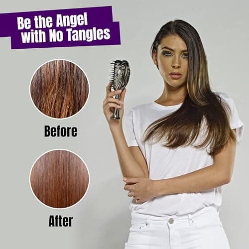 Tangle Angel Detangling Hair Brush - Anti Static Tangle Taming Brush with Soft Bristles - Heat & Water Resistant Pro Detangler Hairbrushes for Women for Fine, Thick, Wavy, & Curly Hair - Titanium thumbnail 4
