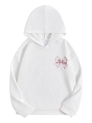 Verdusa Mommy and Me Matching Outfits Bow Letter Graphic Hoodie Lightweight Sweatshirts Cute Preppy Coquette Tops thumbnail 2