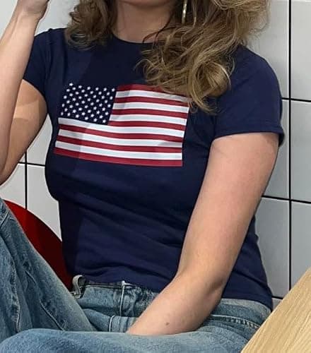Women American Flag Graphic Crop Tops Independence Day Y2k Baby Tee for Teen Girls 4th of July Cropped Tshirt thumbnail 3