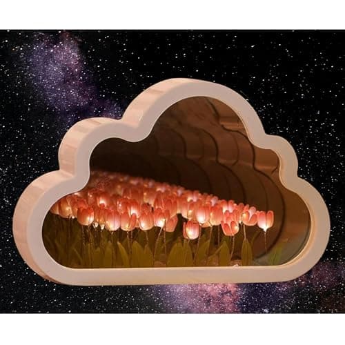 Tulip Mirror Lamp Lampara De Tulipanes, Fully Assembled Tulip Mirror Lamp, Cloud Night Light and Infinity Flower Mirror Design Espejo De Tulipanes - Image 1