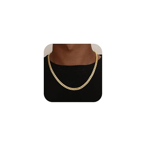 HIMSTORY Cuban Link Chain for Men, 18K Gold Over 925 Sterling Silver 3.5MM/5MM/7MM Cuban Chain Diamond Cut Gold Chain Necklaces Gifts for Boyfriend Father Husband - Image 1