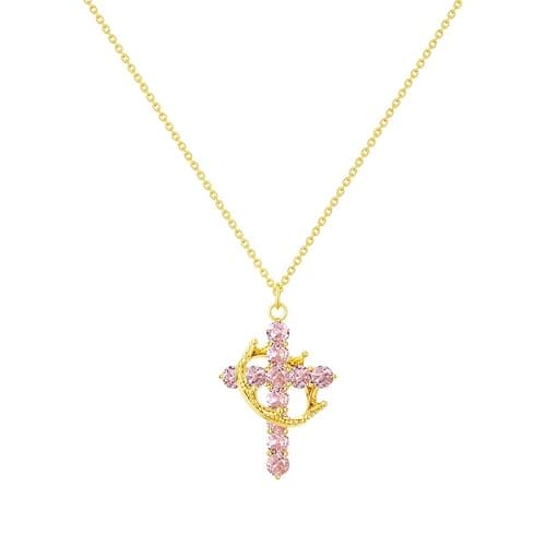 Tewiky Christian Gift Stocking Stuffers Cross Necklace for women-Dainty 14k Gold Plated/Silver Plated Pendant Necklaces Simple Cute Tiny Necklace Jewelry for Women - Image 1