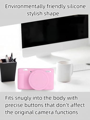 Camera Case for Sony ZV-1,ZV1 Camera Soft Case Cover Rubber Camera Sleeve with Removable Lens Cover,Anti-Scratch Slim Fit Soft Sleeve with ZV1 Screen Protector and Strap Wrist. (Pink) thumbnail 7