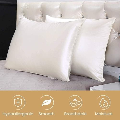 LILYSILK Silk Pillowcase for Hair and Skin Standard-100% Mulberry Silk 19 Momme Both Sides Silk Bed Pillow Cover with Hidden Zipper, 1 Pc (Standard Size 20''x26'', Ivory) thumbnail 8