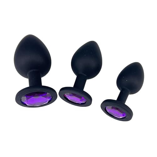 Anal Sex Trainer 3PCS Silicone Jeweled Butt Plugs, Eastern Delights Anal Sex Toys Kit for Starter Beginner Men Women Couples, Black thumbnail 8