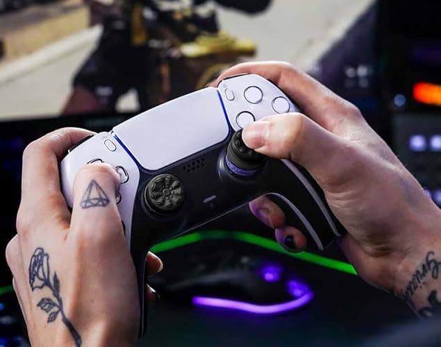 KontrolFreek FPS Freek Galaxy Black for PlayStation 4 (PS4) and PlayStation 5 (PS5) | Performance Thumbsticks | 1 High-Rise, 1 Mid-Rise | Black (Limited Edition) thumbnail 6