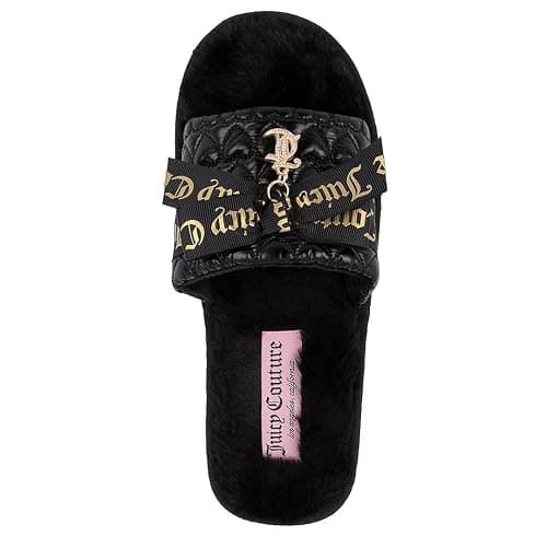 Juicy Couture Women's Faux Fur Slide Sandal Slippers, Open Toe, Comfortable Indoor Outdoor House Shoes thumbnail 2